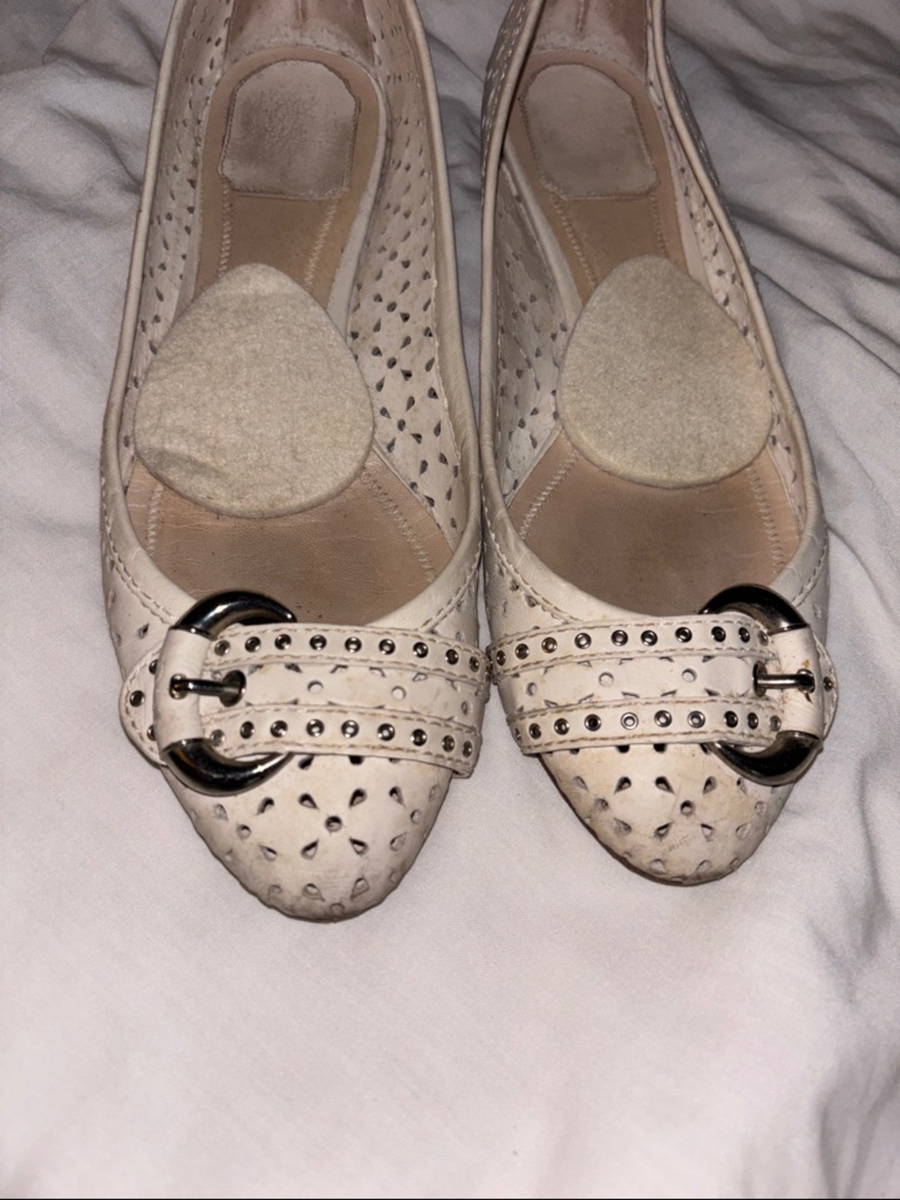 Christian Dior Women’s Cream Perforated Buckle Flats - Picture 4 of 11